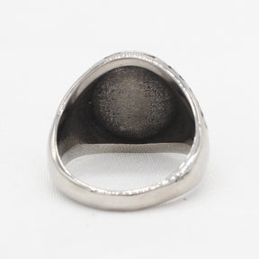 Master Mason Blue Lodge Ring - Silver Titanium Steel Square & Compass G - Bricks Masons