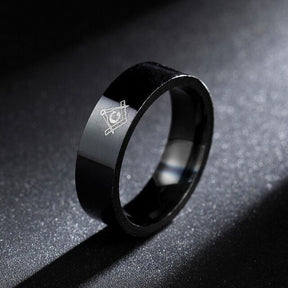 Master Mason Blue Lodge Ring - Square Compass G (Silver/Gold/Black) - Bricks Masons