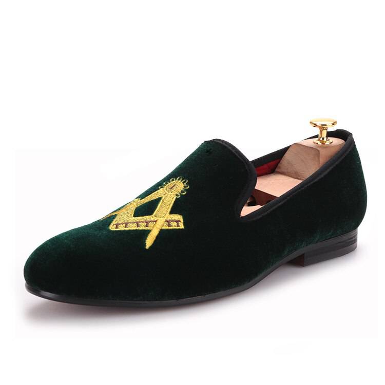 Master Mason Blue Lodge Shoe - Embroidery Square and Compass (Multiple Colors) - Bricks Masons