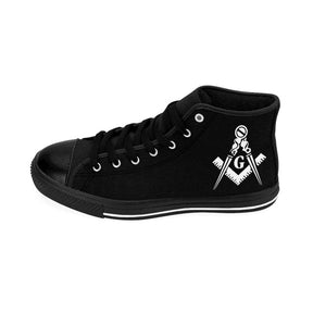 Master Mason Blue Lodge Sneaker - High-Top Black Square & Compass G - Bricks Masons