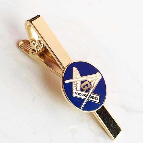 Master Mason Blue Lodge Tie Clip - Square and Compass G - Bricks Masons