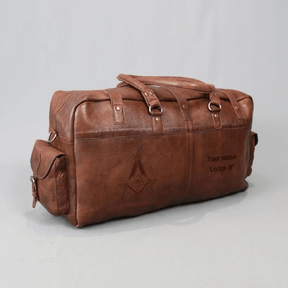 Master Mason Blue Lodge Travel Bag - Conker Brown Leather - Bricks Masons