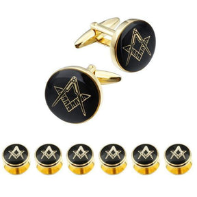 Master Mason Blue Lodge Tuxedo Stud - Black Enamel 6 Studs Set - Bricks Masons
