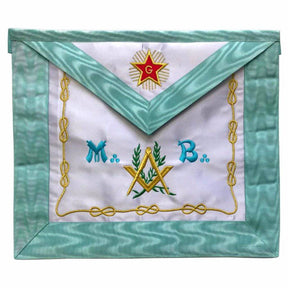Master Mason French Rite Apron - Sky Blue Silk & Moire Star G - Bricks Masons