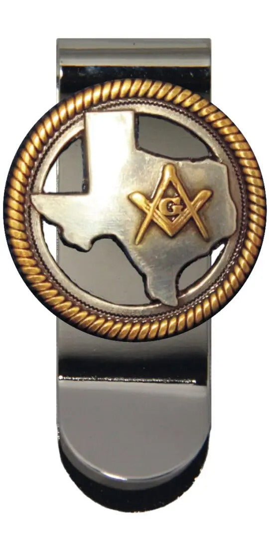 Master Mason Blue Lodge Money Clip - Texas Masons Square & Compass G - Bricks Masons