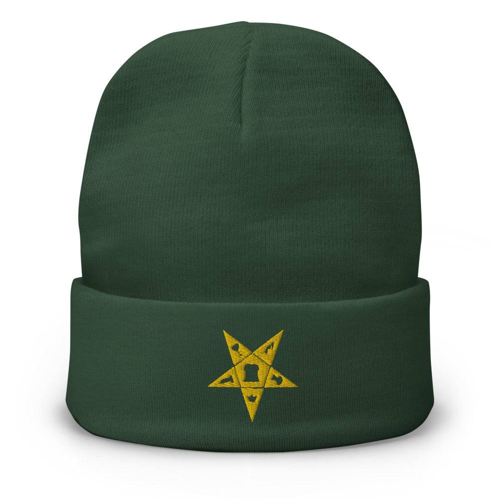 OES Beanie - Golden Embroidery - Bricks Masons