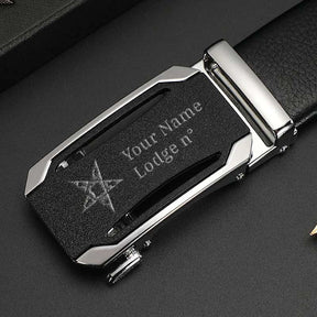 OES Belt - Black Leather - Bricks Masons