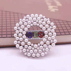 OES Brooch - Order Eastern Star Pearls - Bricks Masons