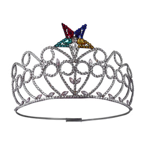 OES Crown - Rhodium Plating With One Colorful Star - Bricks Masons