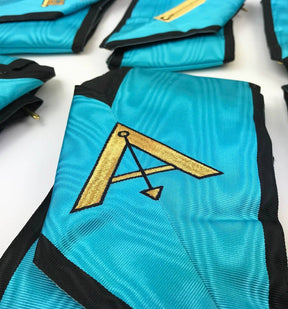 Officers Memphis Misraim French Regulation Officer Collar Set - Turquoise Blue Moire - Bricks Masons