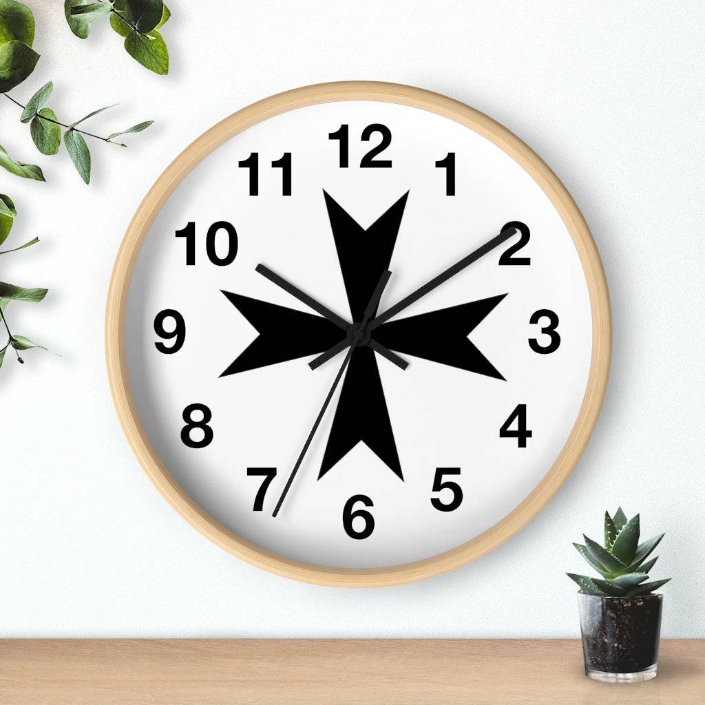 Order Of Malta Clock - Wooden Frame - Bricks Masons