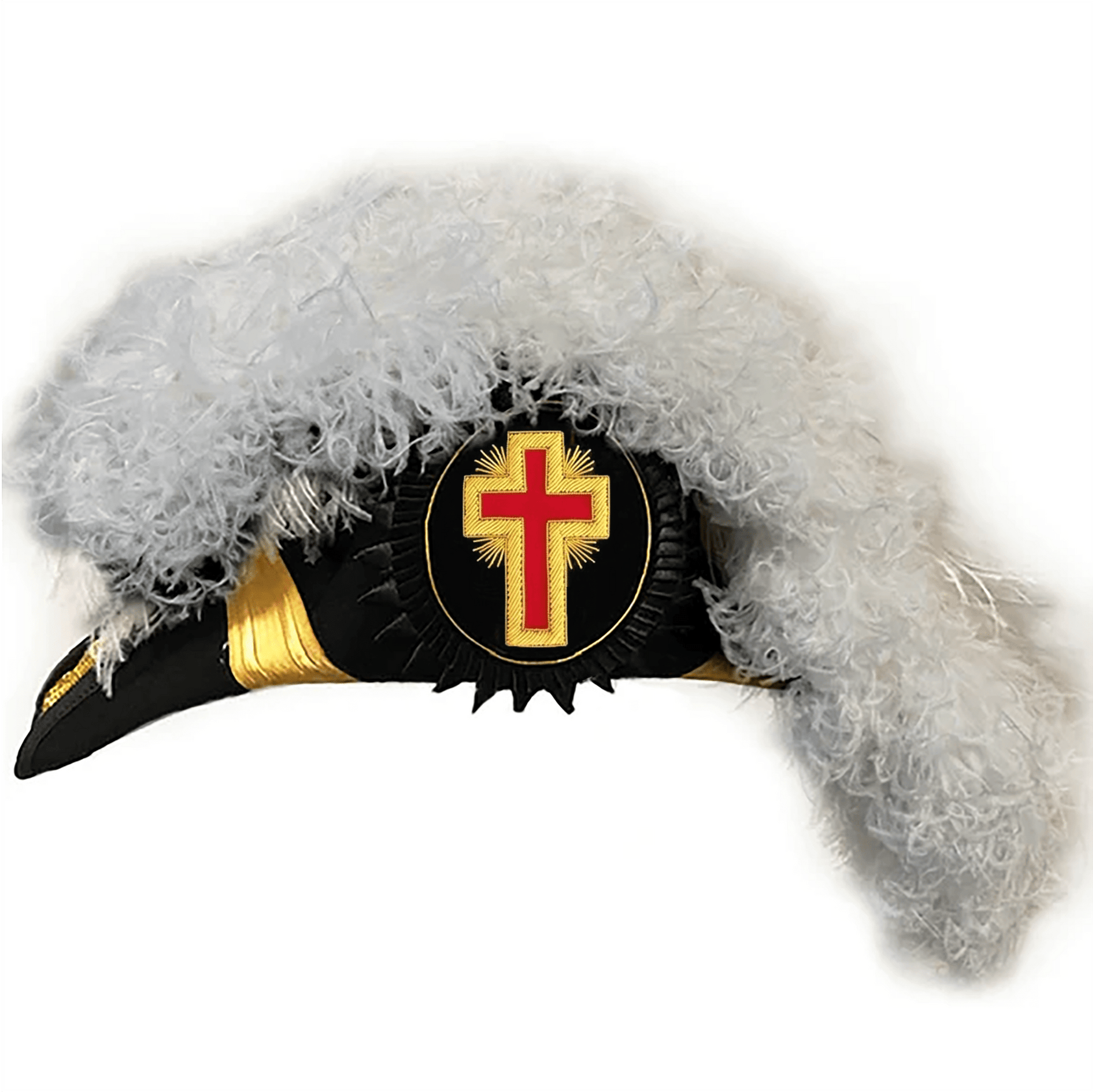 Past Commander Knights Templar Chapeau - All White Plumes - Bricks Masons