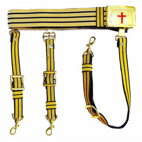 Past Commander Knights Templar Regalia Belt - Black & Gold Lace - Bricks Masons