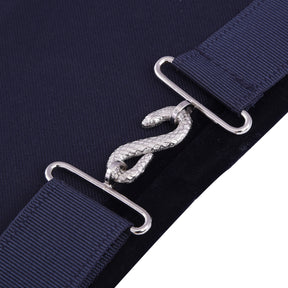 Past Master Blue Lodge Apron - Hand Embroidery Silver Bullion With Blue Velvet - Bricks Masons