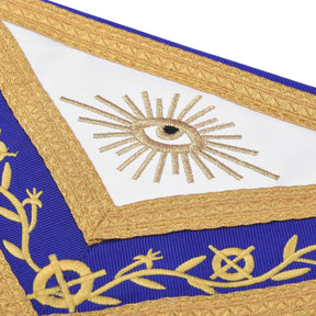 Past Master Blue Lodge California Regulation Apron - Gold Bullion With Golden Braid Fringe - Bricks Masons