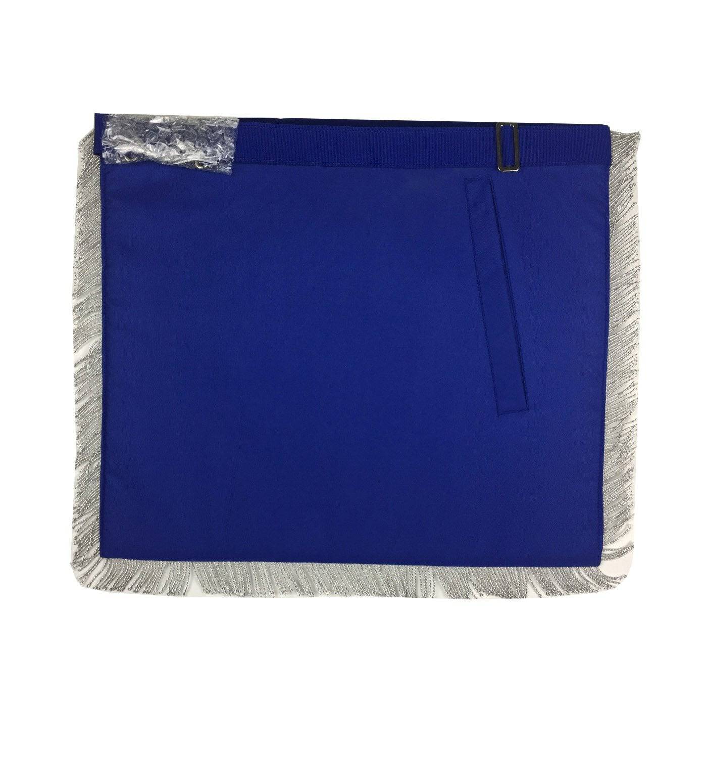 Past Master Blue Lodge Apron - Royal Blue Velvet with Silver Fringe - Bricks Masons