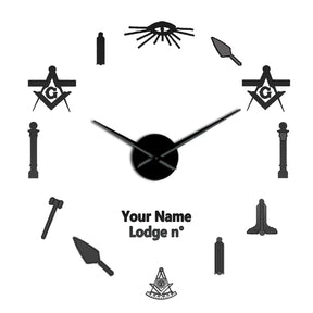 Past Master Blue Lodge California Regulation Clock - Frameless Design - Bricks Masons