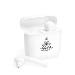 Past Master Blue Lodge Earbud - White - Bricks Masons