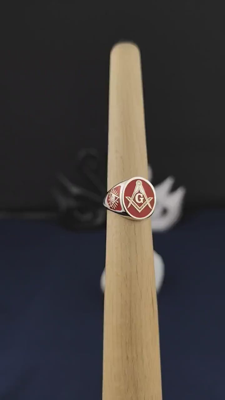 Anillo de la Logia Azul de Maestro Masón - Cuadrado y Compás G Personalizado