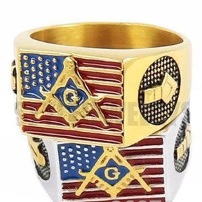 Master Mason Blue Lodge Ring - American Flag