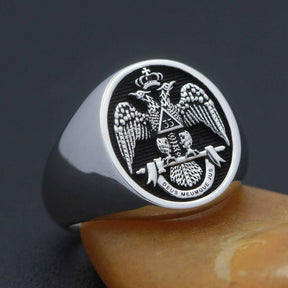 33rd Degree Scottish Rite Ring - Black Oval 925 sterling silver