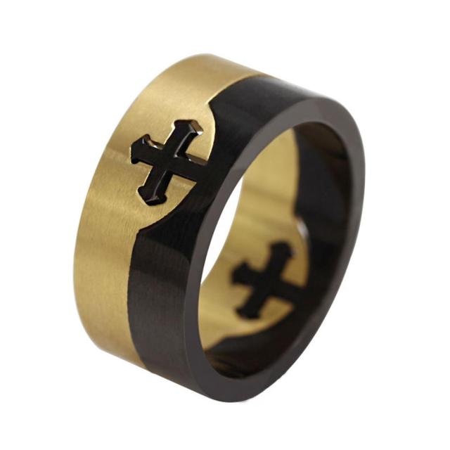 Knights Templar Commandery Ring - Puzzle Detachable (Silver/Black)