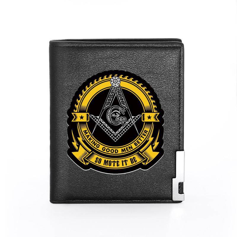 Master Mason Blue Lodge Wallet - Compass & Square with G with  Credit Card Holder (black, brown)