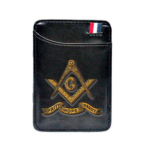 Master Mason Blue Lodge Wallet - With Credit Card Holder Brown & Black