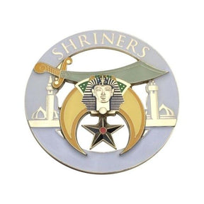 Shriners Car Emblem - 3" Minarets (White/Red/Green) Medallion - Bricks Masons