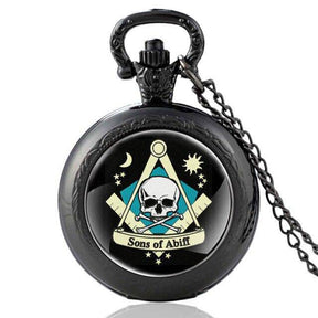 Master Mason Blue Lodge Pocket Watch - Compass & Square Sons Of Abiff