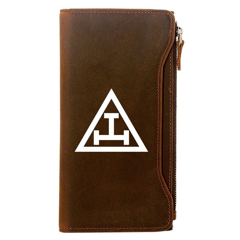 Royal Arch Chapter Wallet - Genuine Leather & Credit Card Holder Zipper Brown