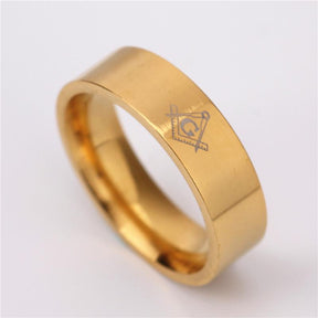 Master Mason Blue Lodge Ring - Square & Compass Straight Edge