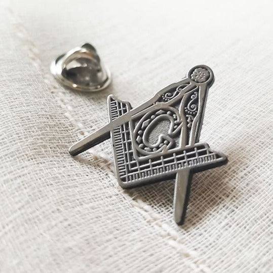 Master Mason Blue Lodge Lapel Pin - 2nd Degree Square and Compass Silver Color