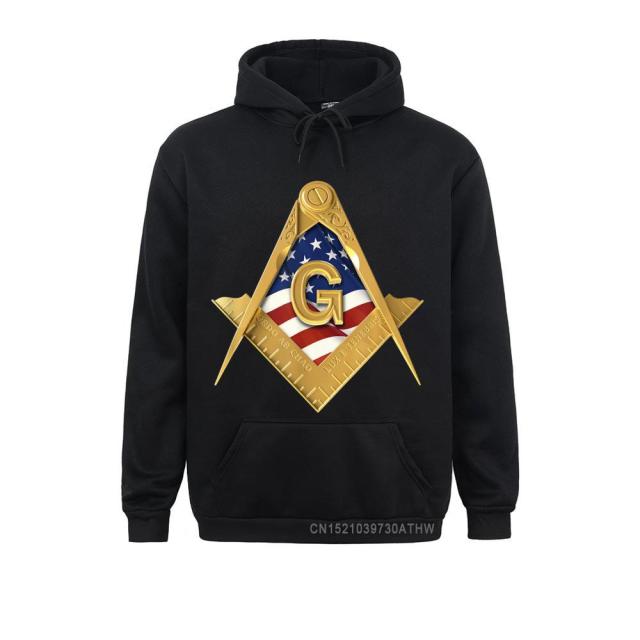 Master Mason Blue Lodge Hoodie - American USA Flag Square & Compass