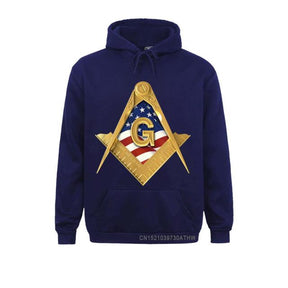 Master Mason Blue Lodge Hoodie - American USA Flag Square & Compass