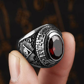 Eye Of Providence Ring - Rhinestone (Blue & Red)