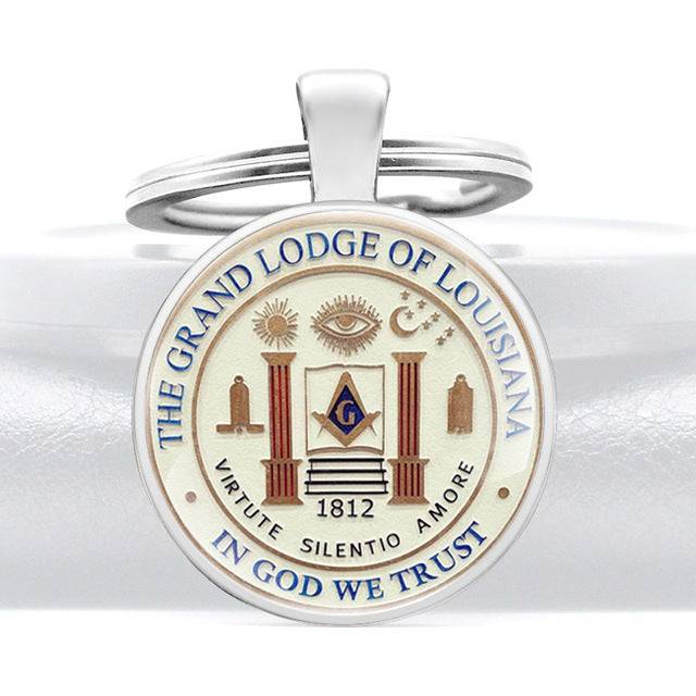 Master Mason Blue Lodge Keychain - In God We Trust The Grand Lodge Of Louisiana