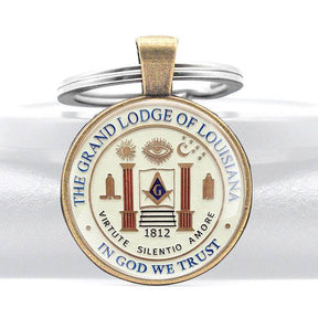 Master Mason Blue Lodge Keychain - In God We Trust The Grand Lodge Of Louisiana