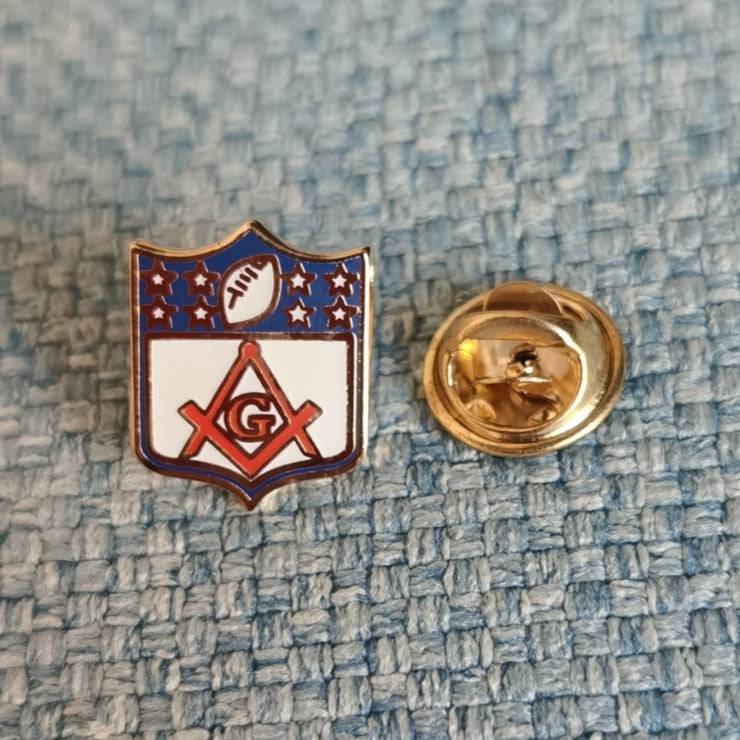 Master Mason Blue Lodge Lapel Pin - Football Square & Compass With G