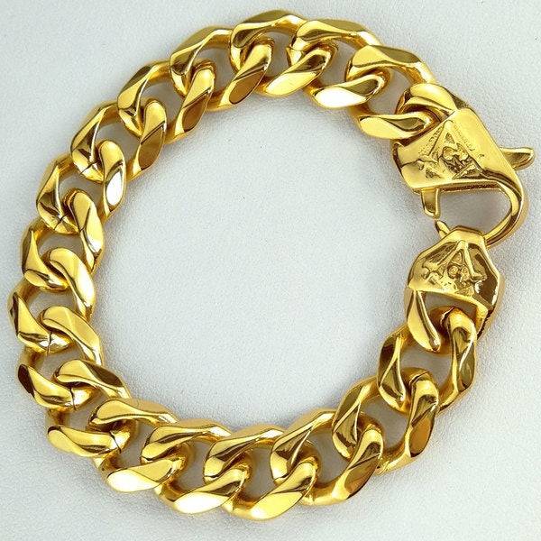 Master Mason Blue Lodge Bracelet - Cuban Link Plated Black/Gold/Silver