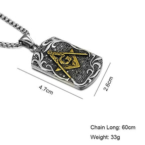 Master Mason Blue Lodge Necklace - Tag Motif [Gold & Silver]