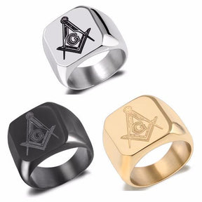 Master Mason Blue Lodge Ring - Casted Square & Compass [Multiple Colors]