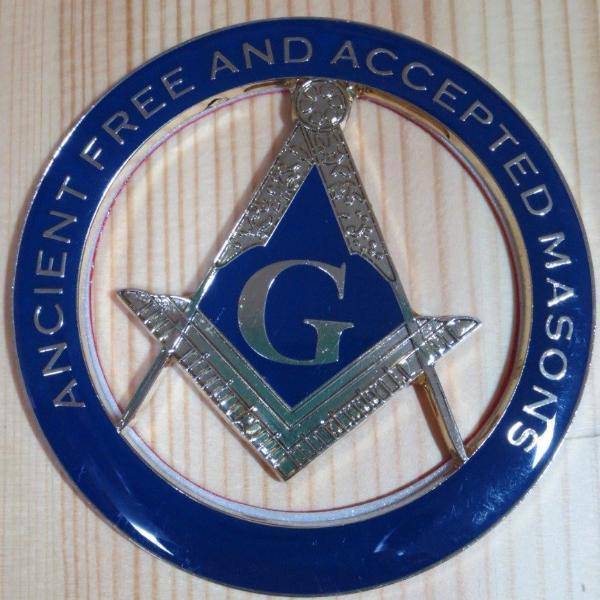 Master Mason Blue Lodge Car Emblem - ANCIENT FREE AND ACCEPTED MASONS Medallion