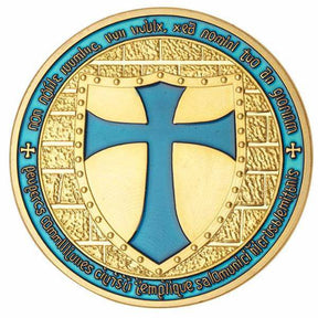 Knights Templar Commandery Coin - Wide Cross Shield Light Blue