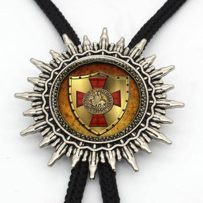 Knights Templar Commandery Bolo Tie - Gold & Red Cross