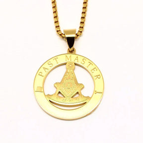 Past Master Blue Lodge Necklace - Gold Stainless Steel