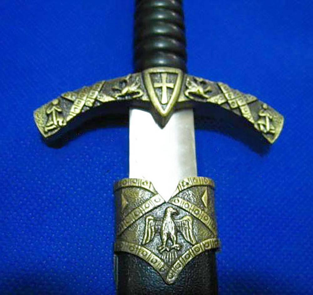 Knights Templar Commandery Dagger - Motif Cross Sword Knife 13.4"