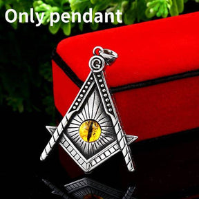 Master Mason Blue Lodge Necklace - Yellow Eye Stainless Steel