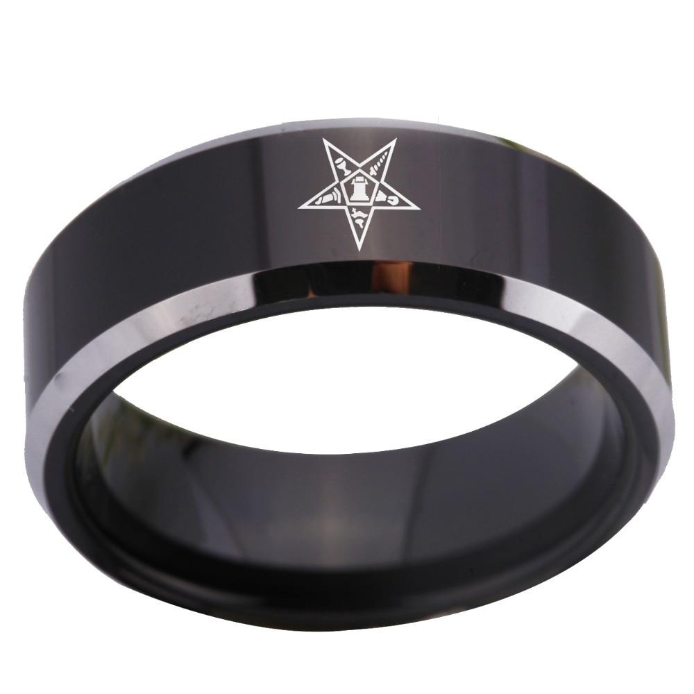 Order of the Eastern Star OES Ring - Black Tungsten Personalizable