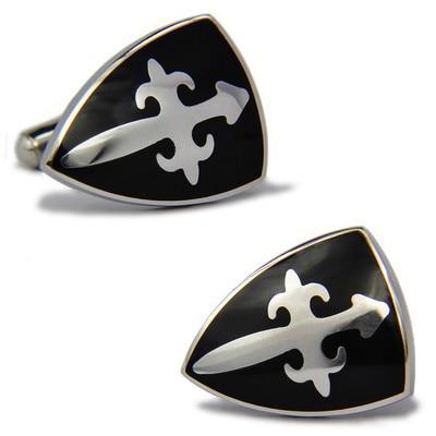 Knights Templar Commandery Cufflink - Cross Sword Shield Black